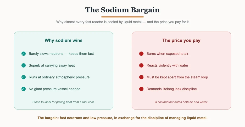 The trade-offs of using liquid sodium to cool a fast reacto